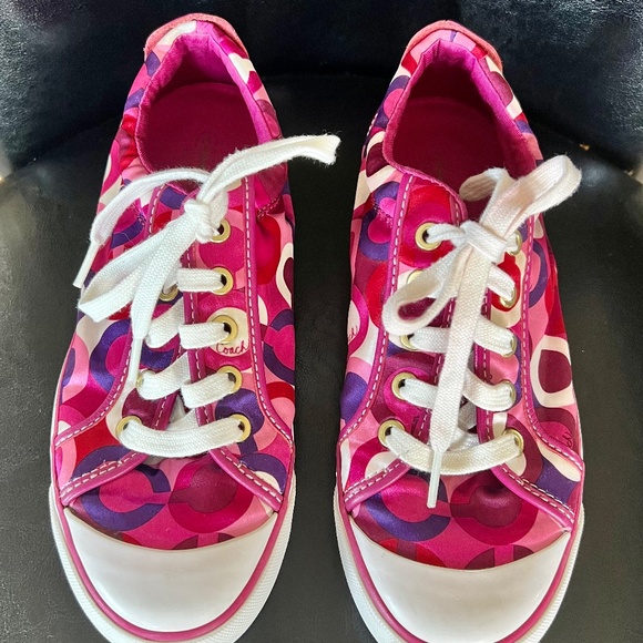 Pink satin Coach sneakers, size 8 - Picture 1 of 13